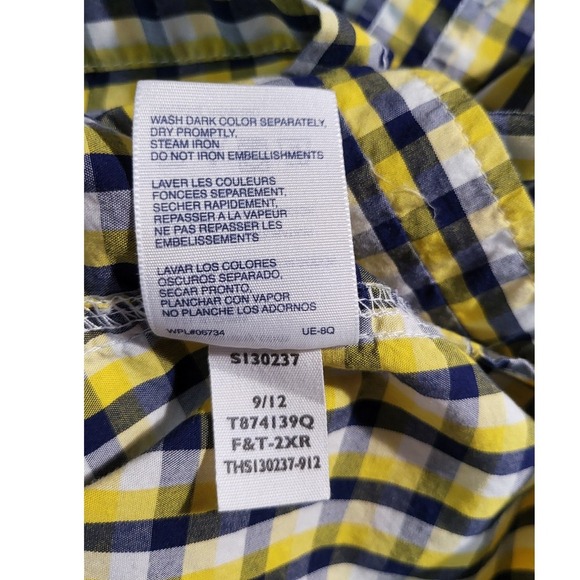Tommy Hilfiger Plaid Button Down Shirt Long Sleeve Checkered Yellow Black M - Picture 7 of 9